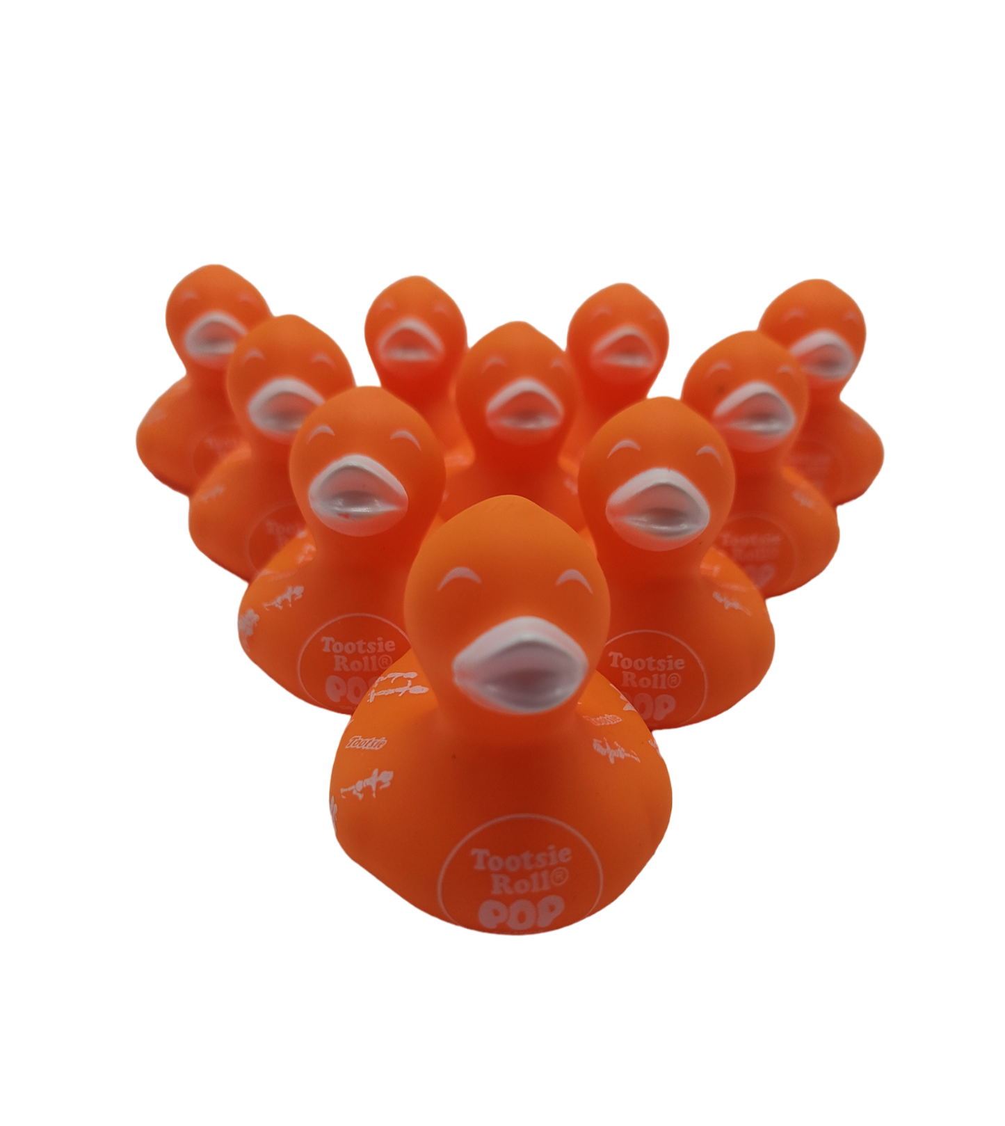10 Orange Tootsie Roll Ducks - 2" Rubber Ducks