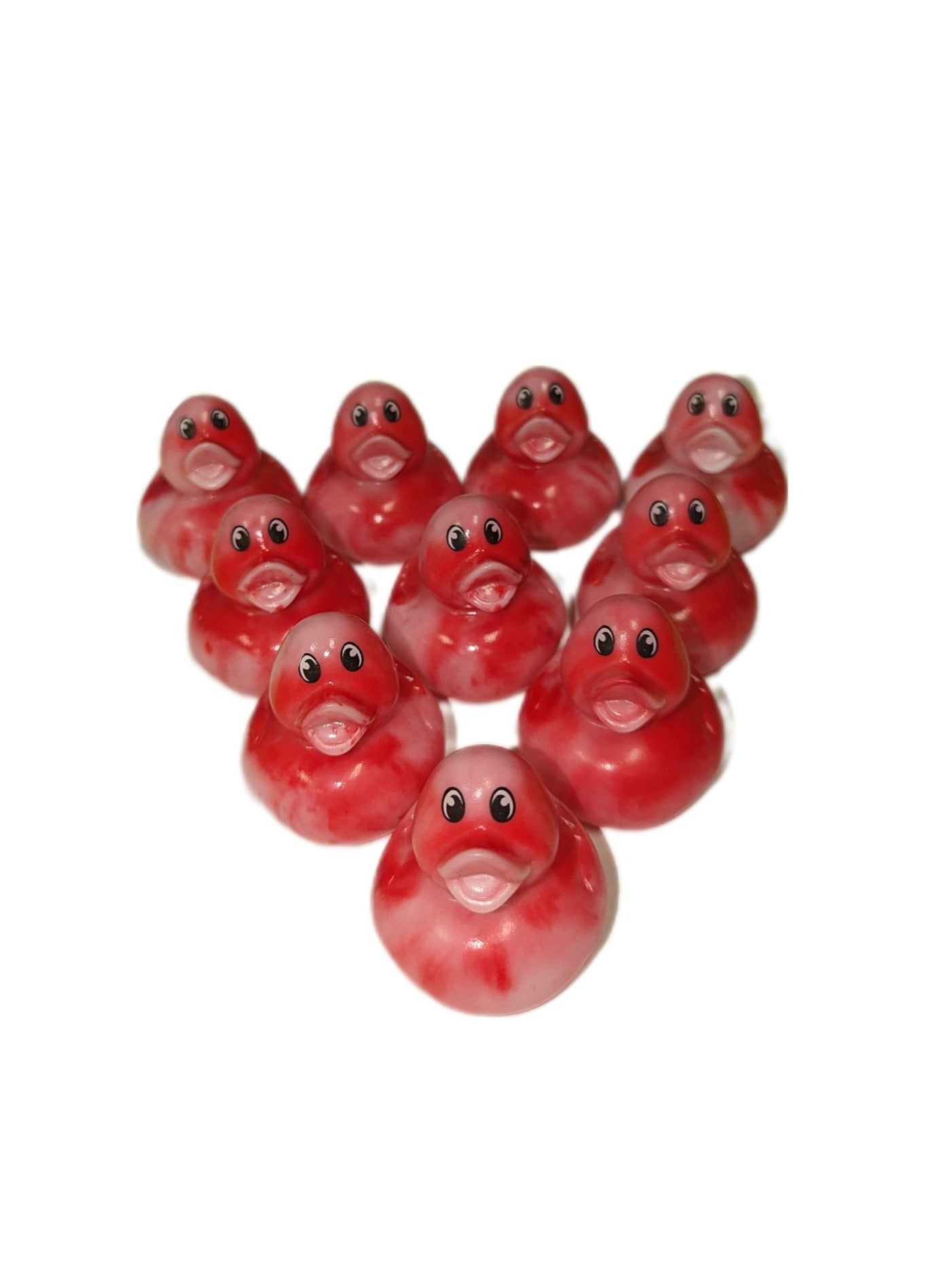 10 Marbled Red Ducks - 2" Rubber Ducks