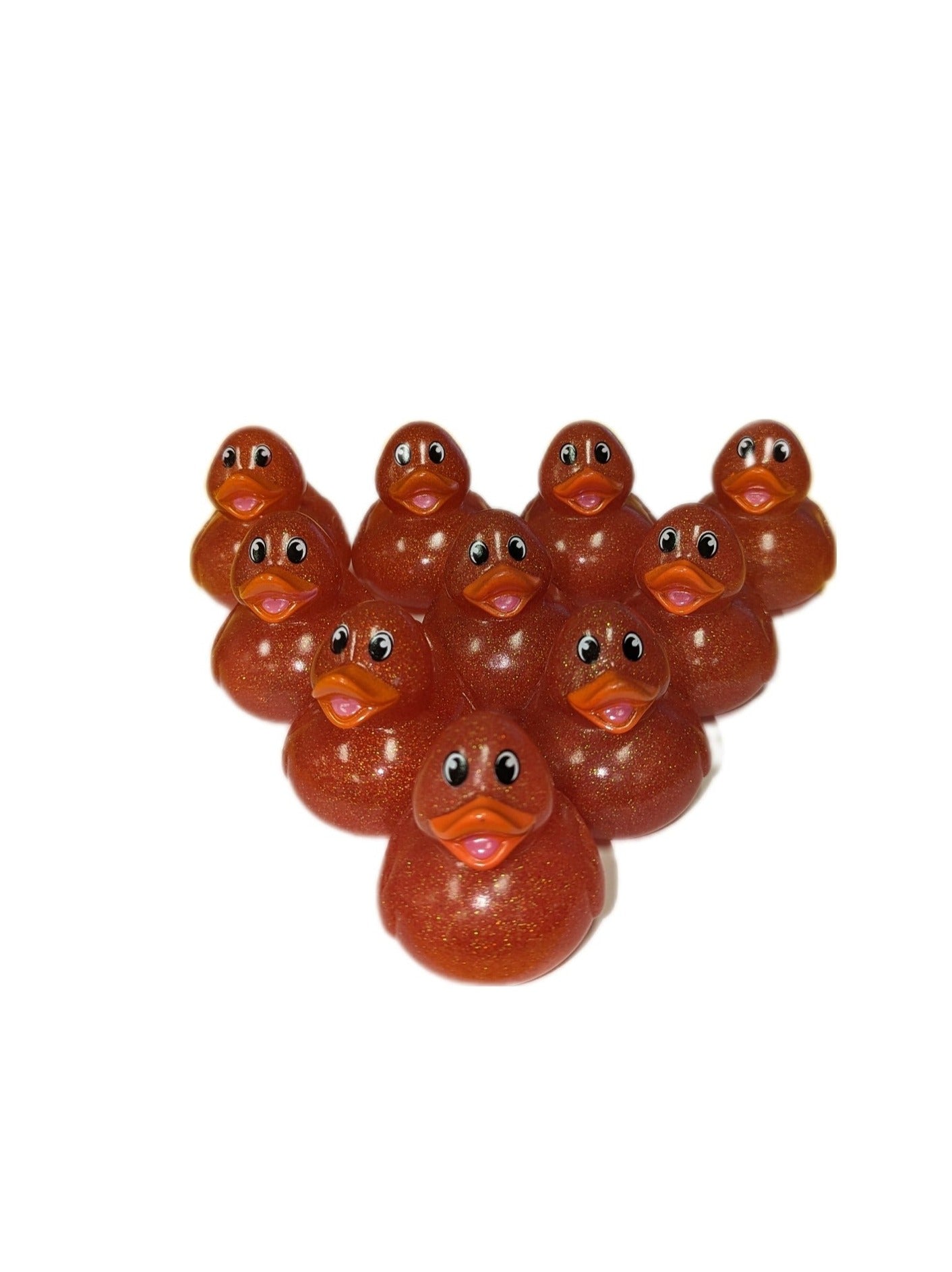 10 Red Glitter & Orange Beak Ducks - 2" Rubber Ducks