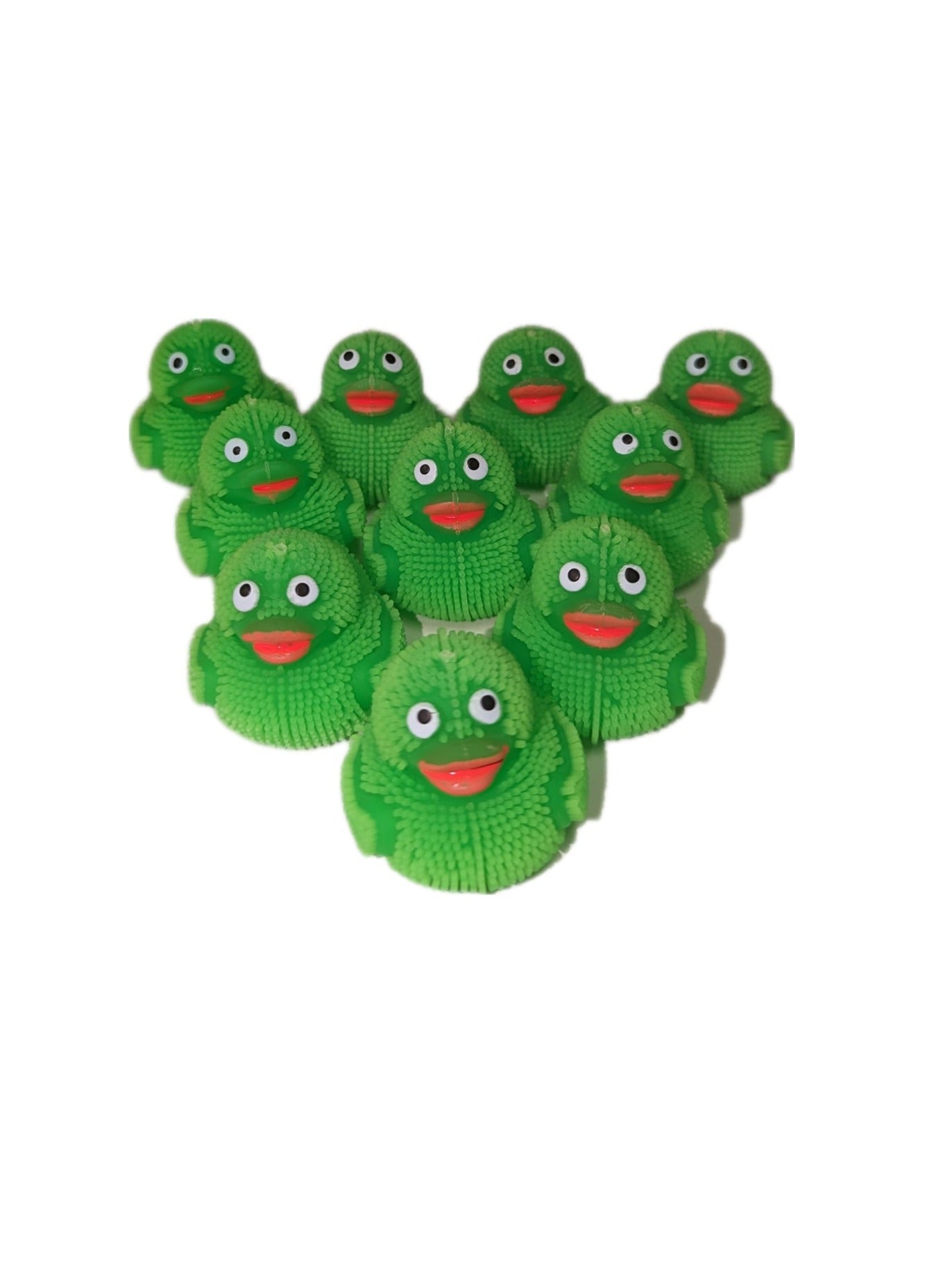 10 Green Squishy Ducks - 2" Rubber Ducks