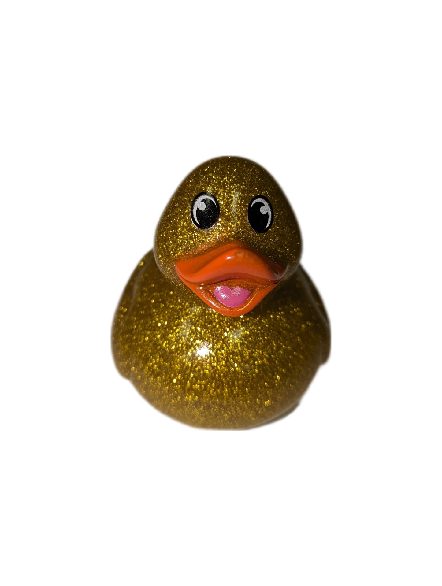 10 Gold Glitter & Orange Beak Ducks - 2" Rubber Ducks