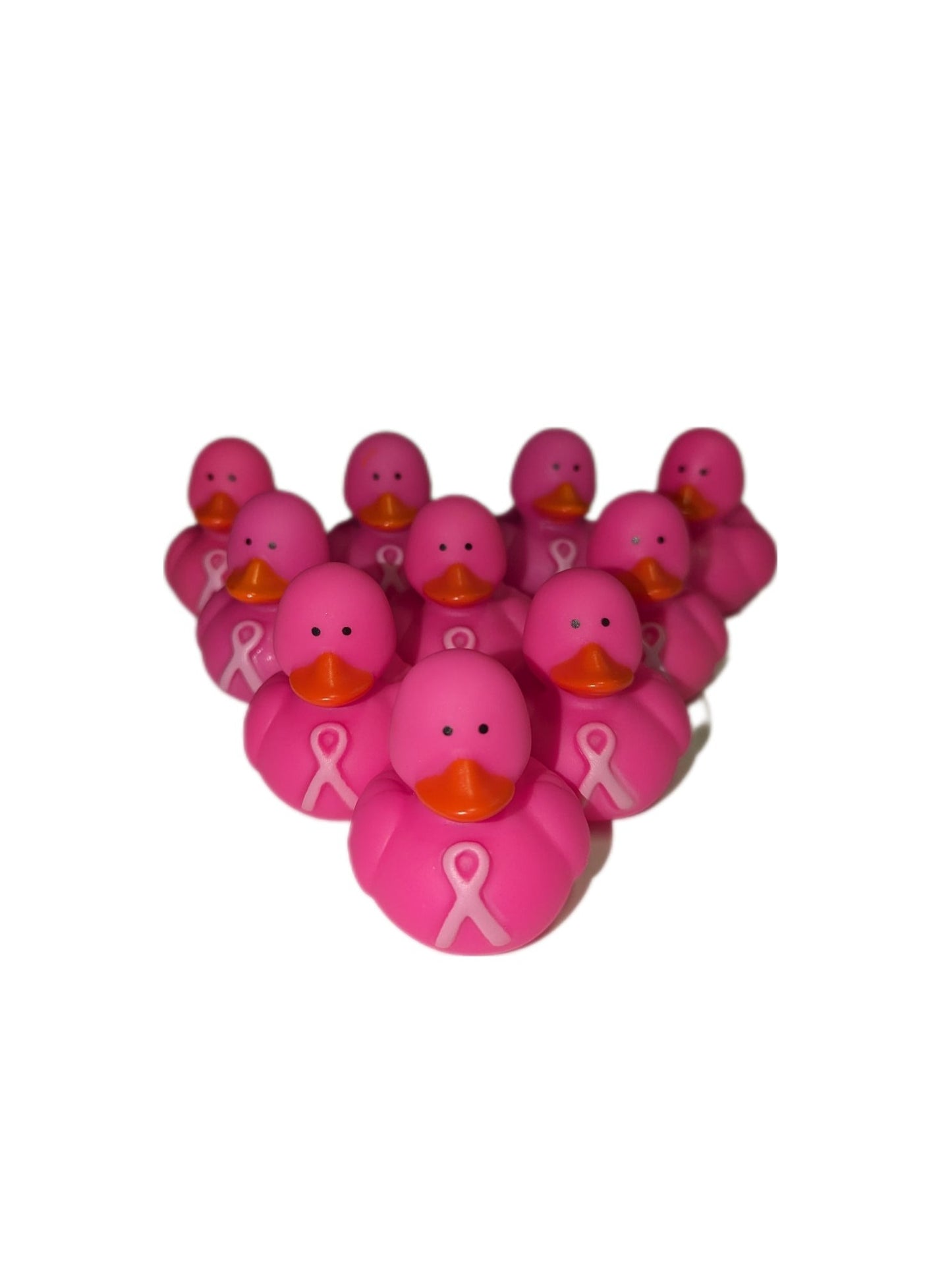 10 Hot Pink Breast Cancer Awareness Ducks - 2" Rubber Ducks