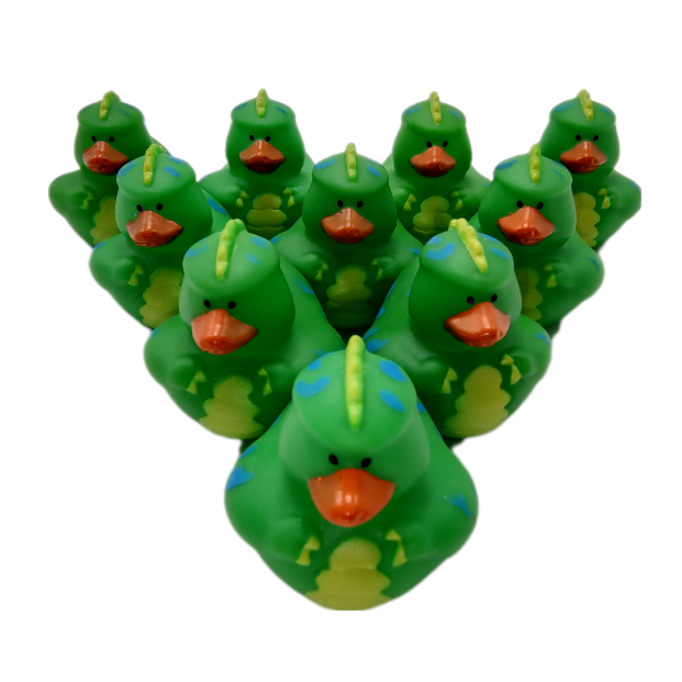 10 Dinosaur Green Ducks - 2" Rubber Ducks