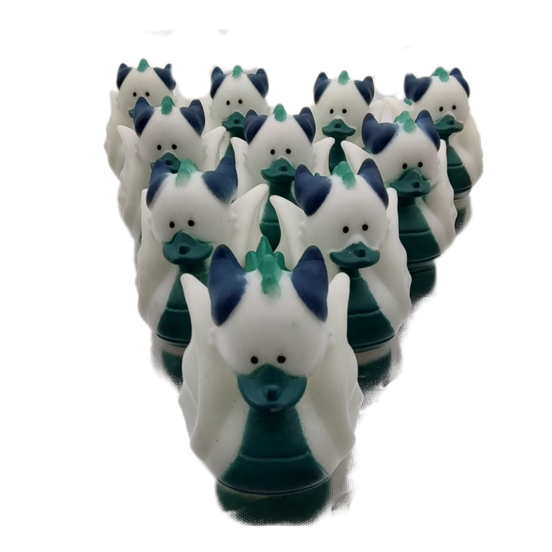 10 White & Blue Dragon Ducks - 2" Rubber Ducks