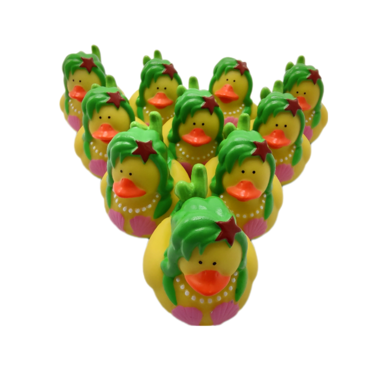 10 Mermaid Green Ducks - 2" Rubber Ducks