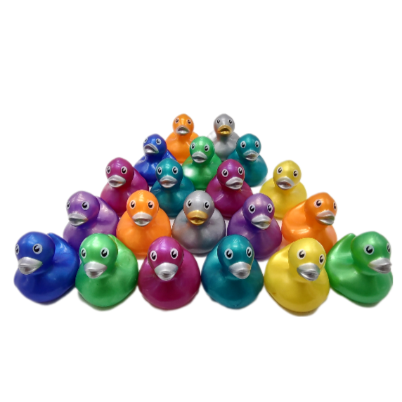 20 Metallic Ducks Mixed Colors- 2" Rubber Ducks