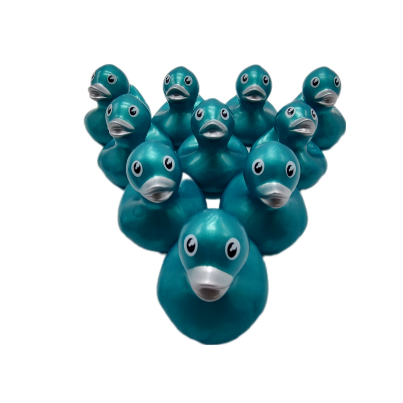 10 Metallic Teal Ducks - 2" Rubber Ducks