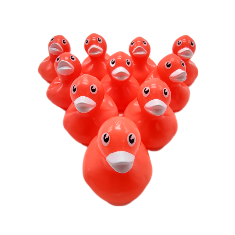 10 Neon Salmon Pink Ducks - 2" Rubber Ducks