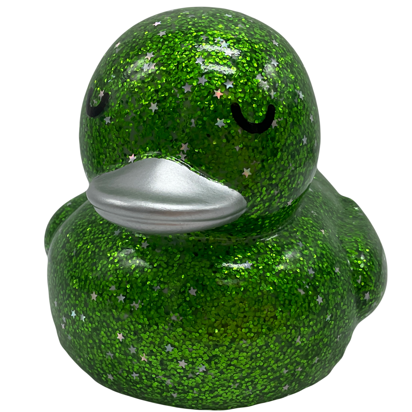 Green Stars & Glitters 6" Rubber Duck