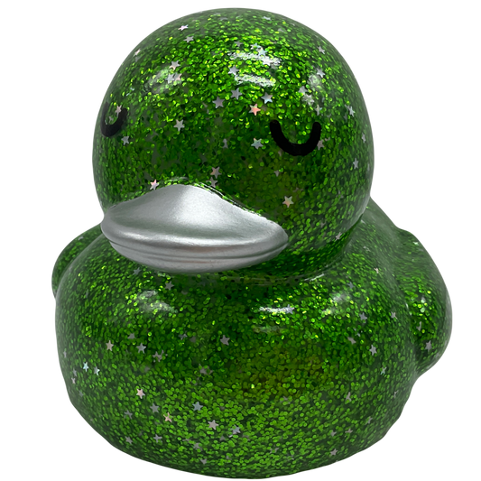 Green Stars & Glitters 6" Rubber Duck