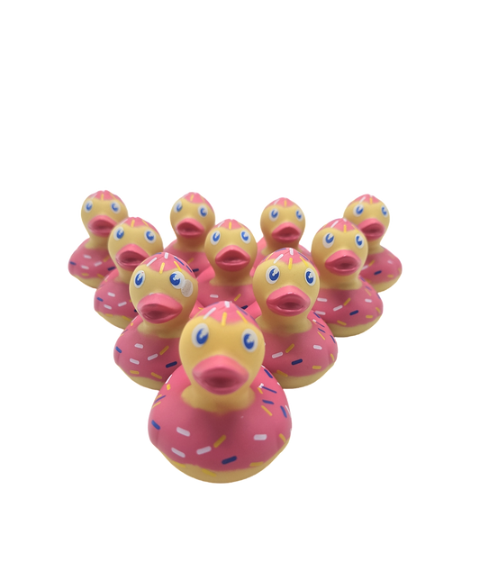 10 Pink Donut Ducks - 2" Rubber Ducks