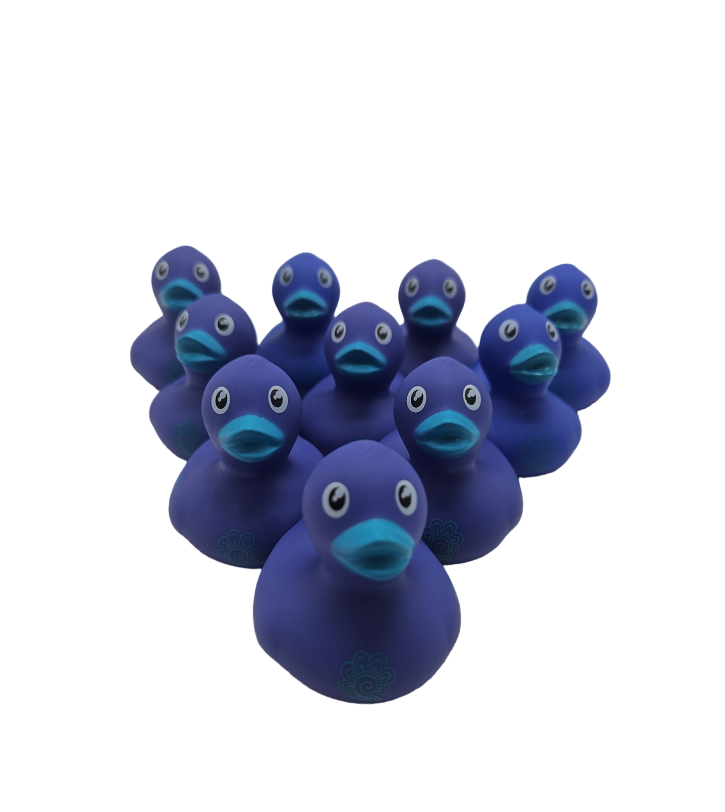 10 Blue Flower Ducks - 2" Rubber Ducks