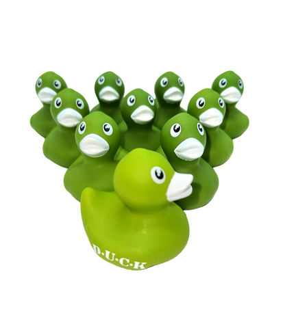 10 Green D*U*C*K*S Ducks - 2" Rubber Ducks