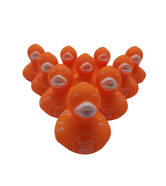 10 Orange Tootsie Roll Ducks - 2" Rubber Ducks