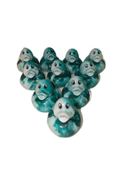 10 Marbled Green Ducks - 2" Rubber Ducks