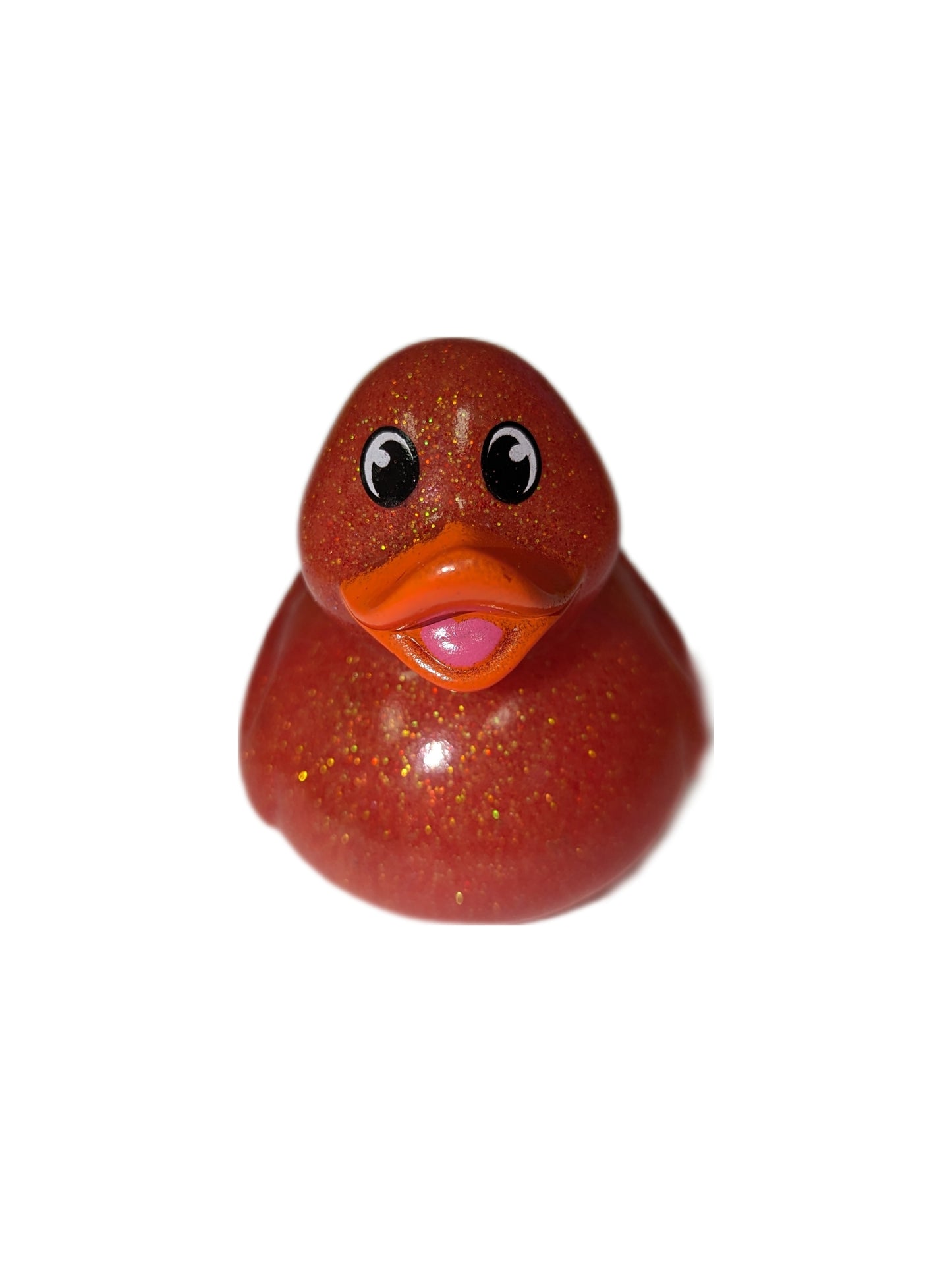 10 Red Glitter & Orange Beak Ducks - 2" Rubber Ducks