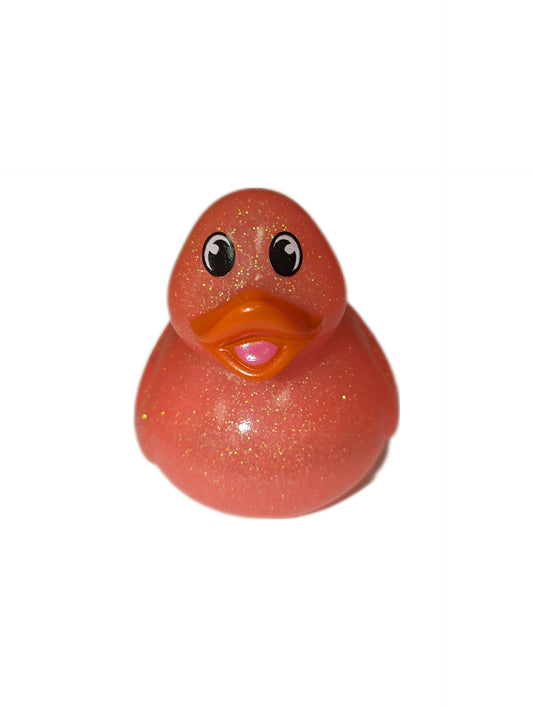 10 Pink Glitter & Orange Beak Ducks - 2" Rubber Ducks