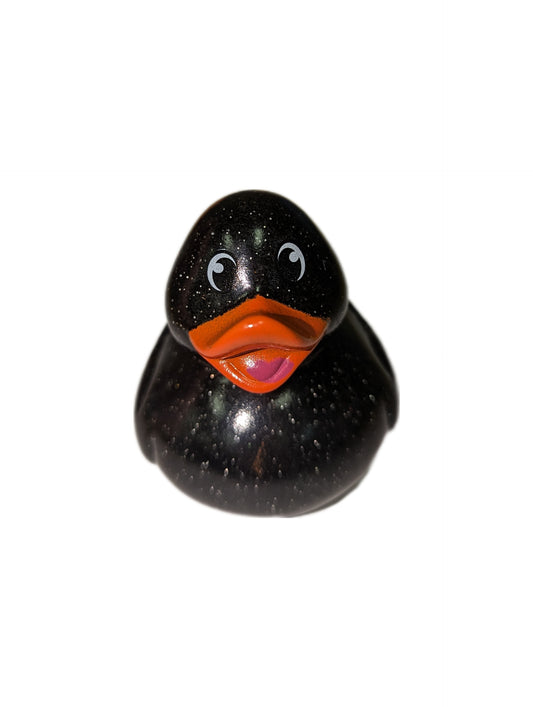 10 Black Glitter & Orange Beak Ducks - 2" Rubber Ducks