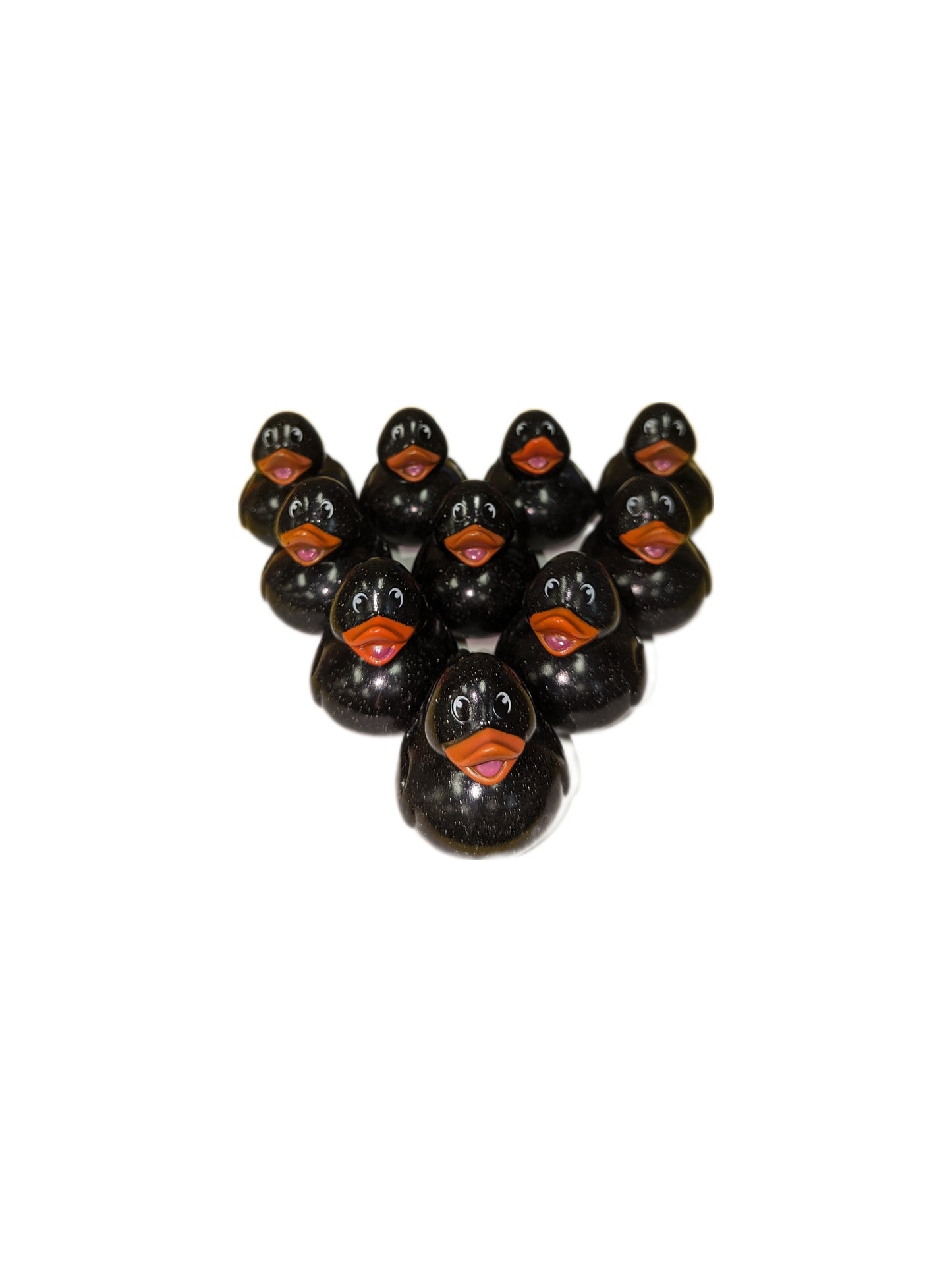 10 Black Glitter & Orange Beak Ducks - 2" Rubber Ducks