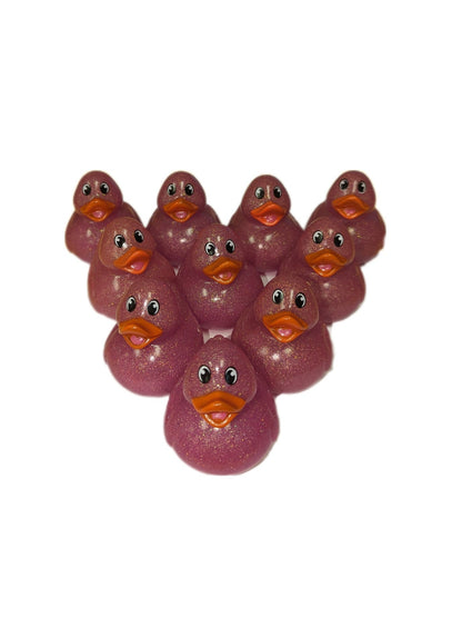 10 Pink Glitter & Orange Beak Ducks - 2" Rubber Ducks