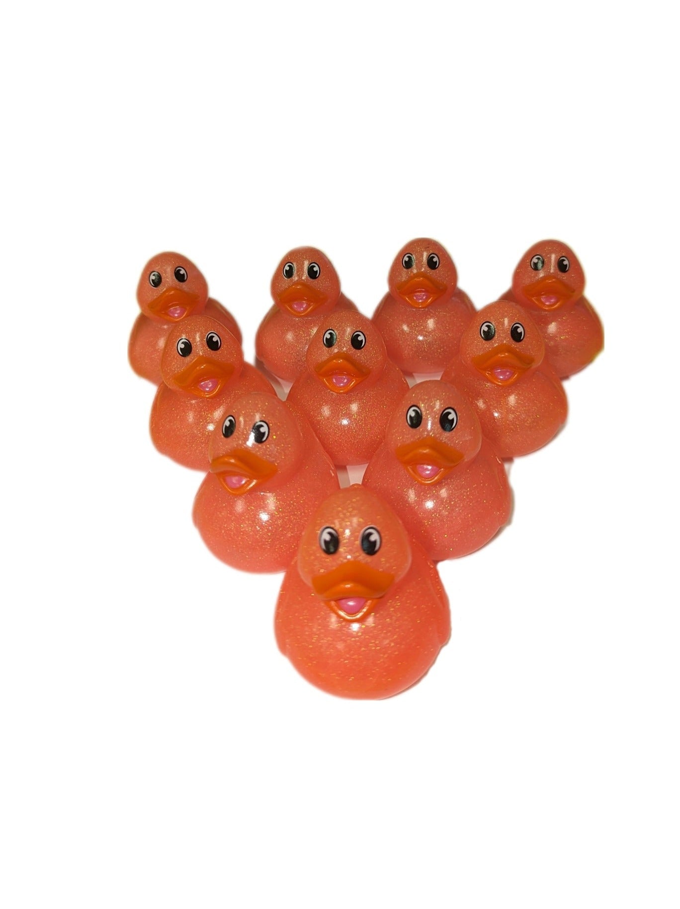10 Pink Glitter & Orange Beak Ducks - 2" Rubber Ducks