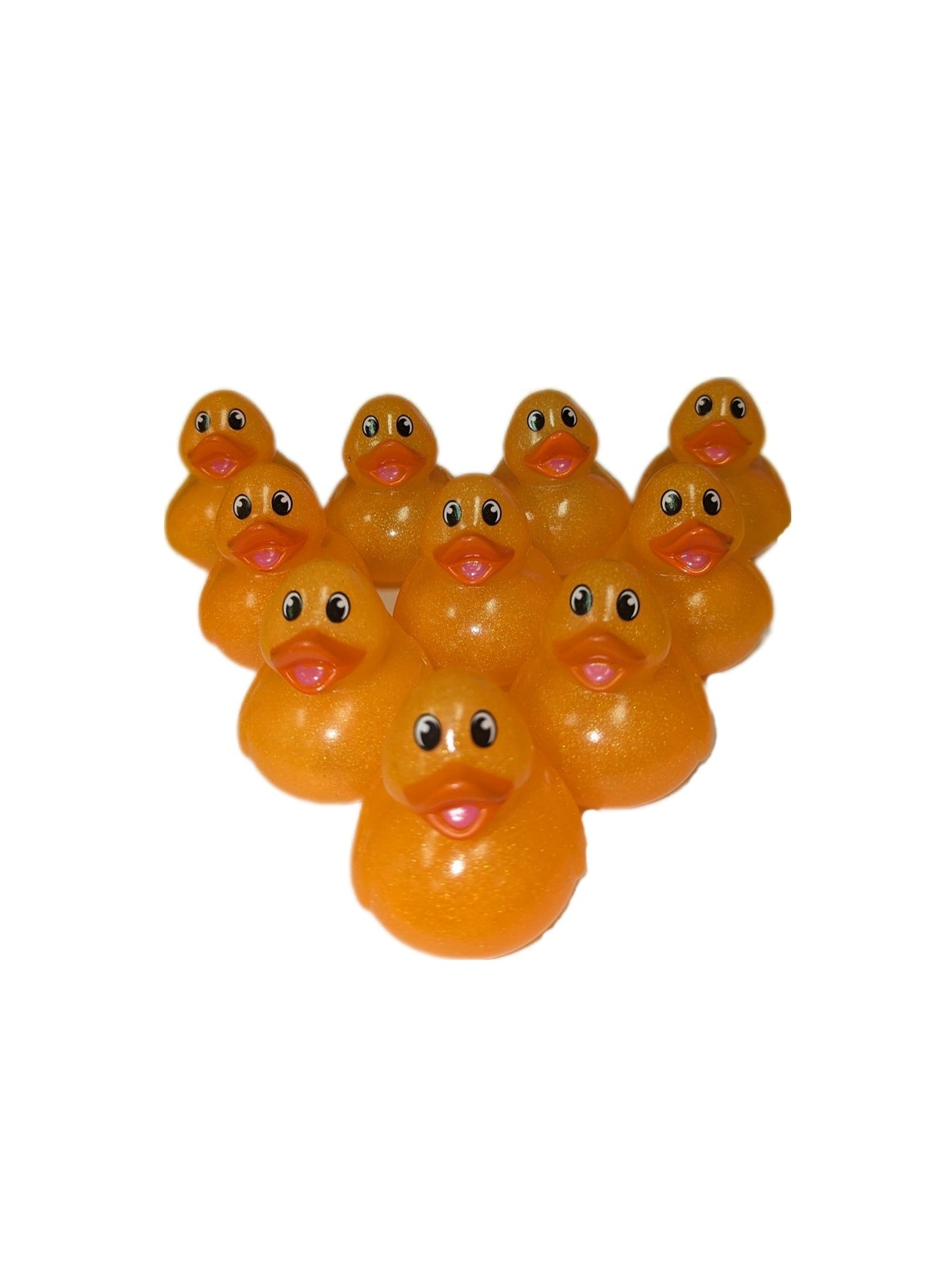 10 Orange Glitter & Orange Beak Ducks - 2" Rubber Ducks