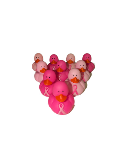 10 Mixed Light Pink and Hot Pink Breast Cancer Awareness Ducks - 2" Rubber Ducks