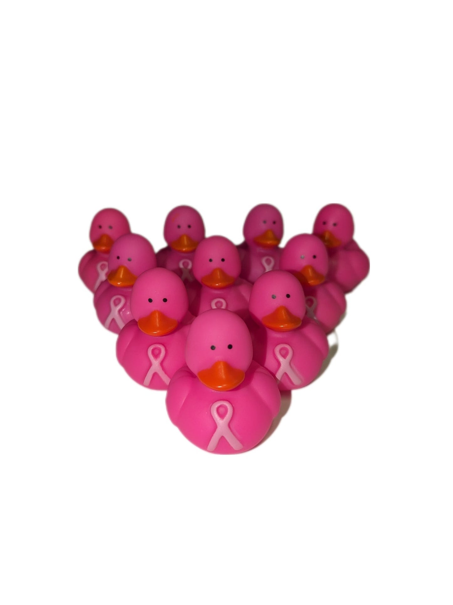 10 Hot Pink Breast Cancer Awareness Ducks - 2" Rubber Ducks