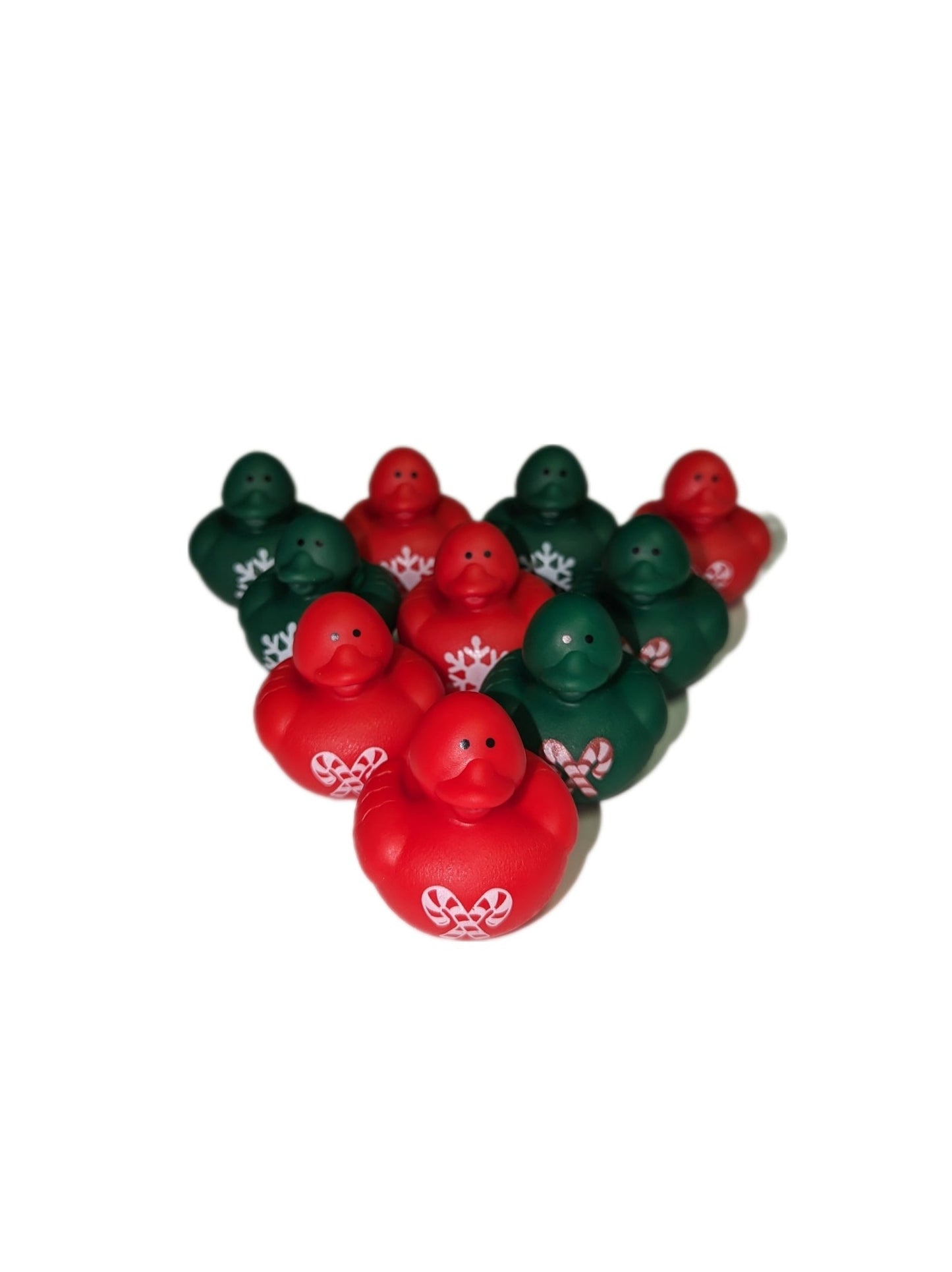 10 Holiday Red and Green Ducks - 2" Rubber Ducks