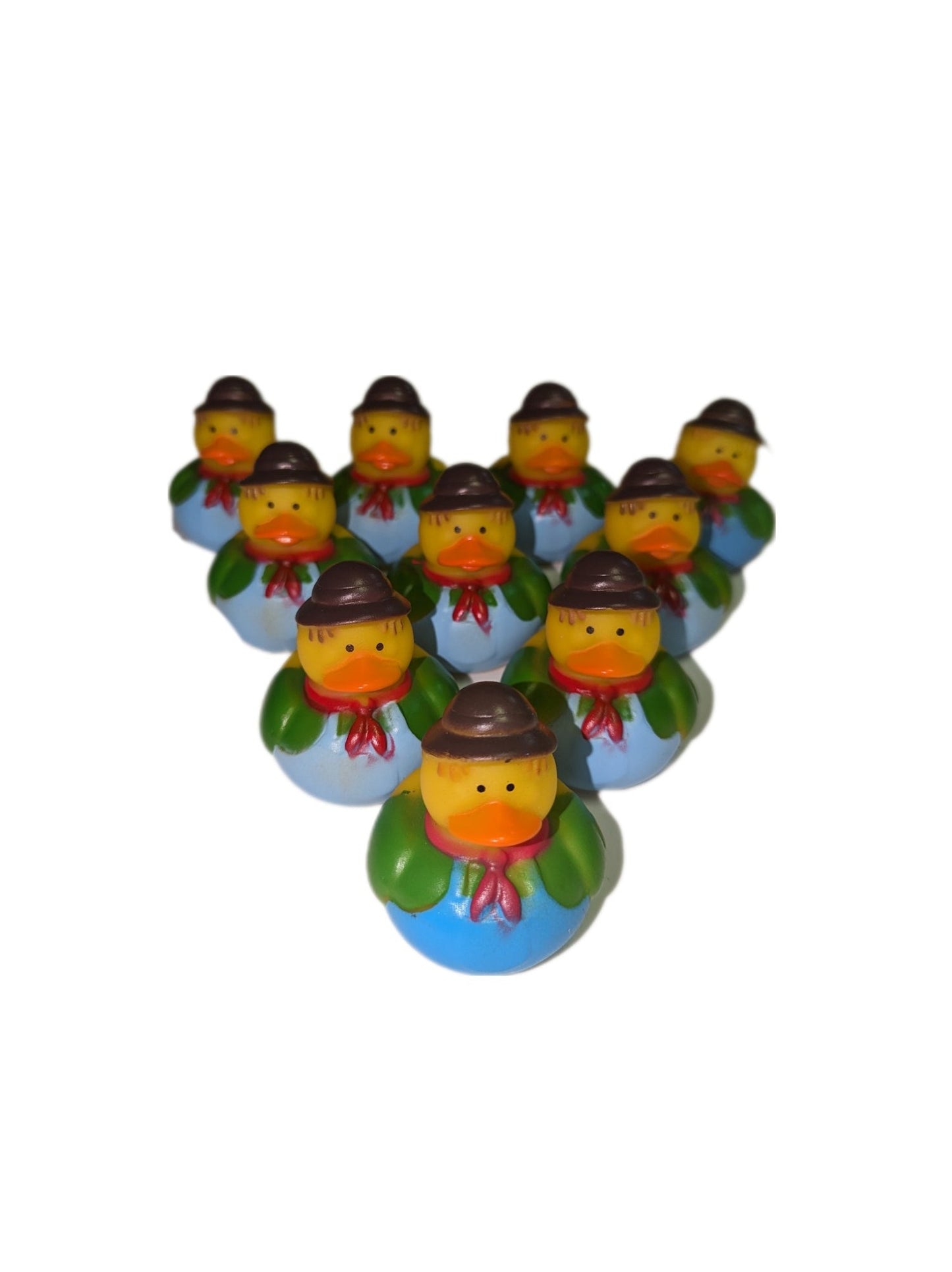 10 Overall Scarecrows - 2" Rubber Ducks