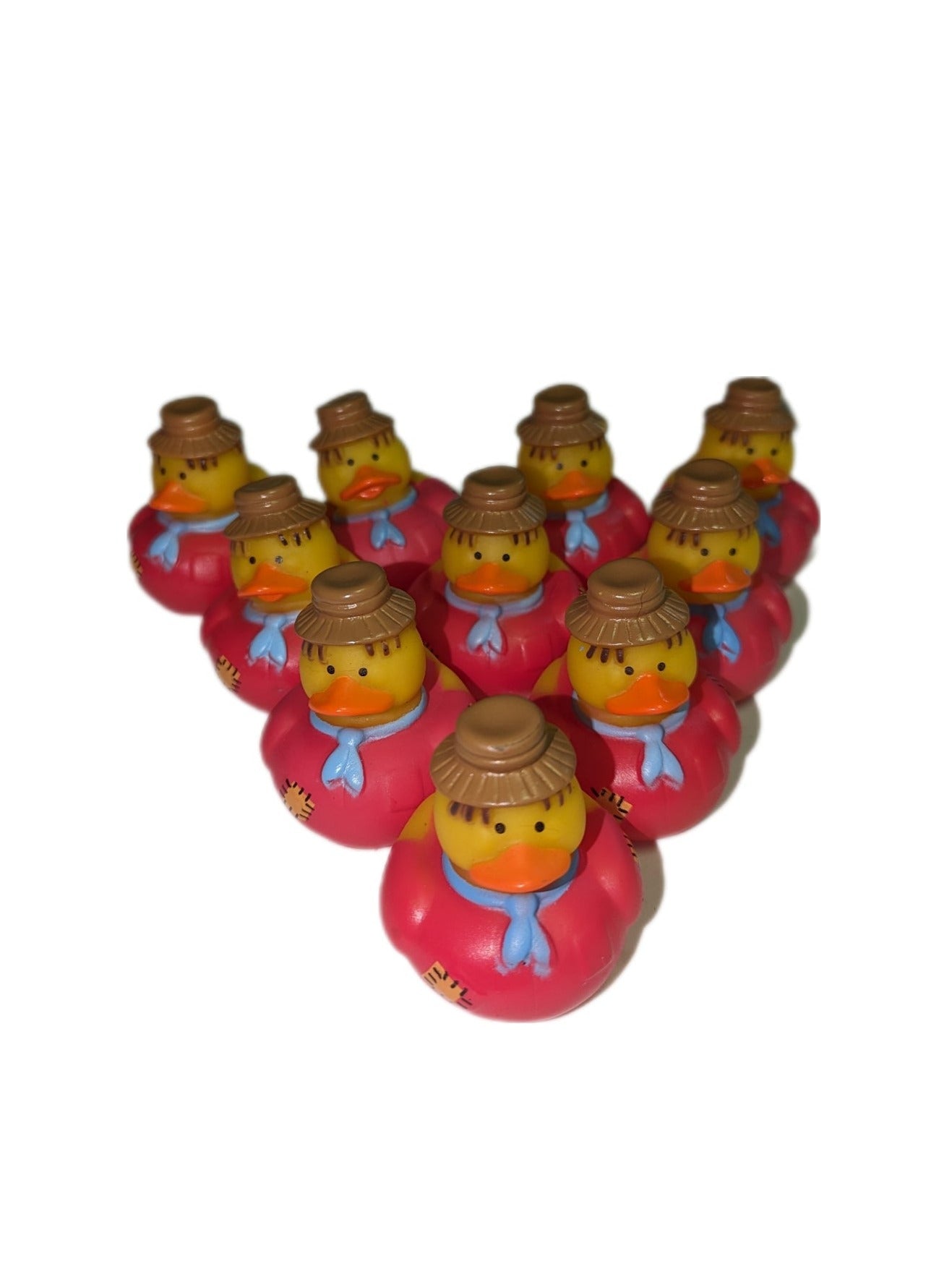10 Red Sweater Scarecrows - 2" Rubber Ducks