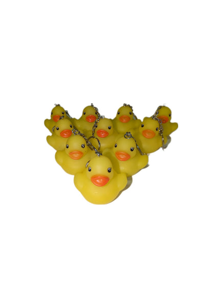 10 Yellow Keychain- 2" Rubber Ducks