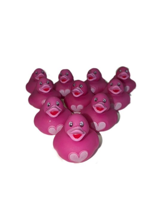 10 Pink Heart - 2" Rubber Ducks