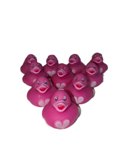 10 Pink Heart - 2" Rubber Ducks