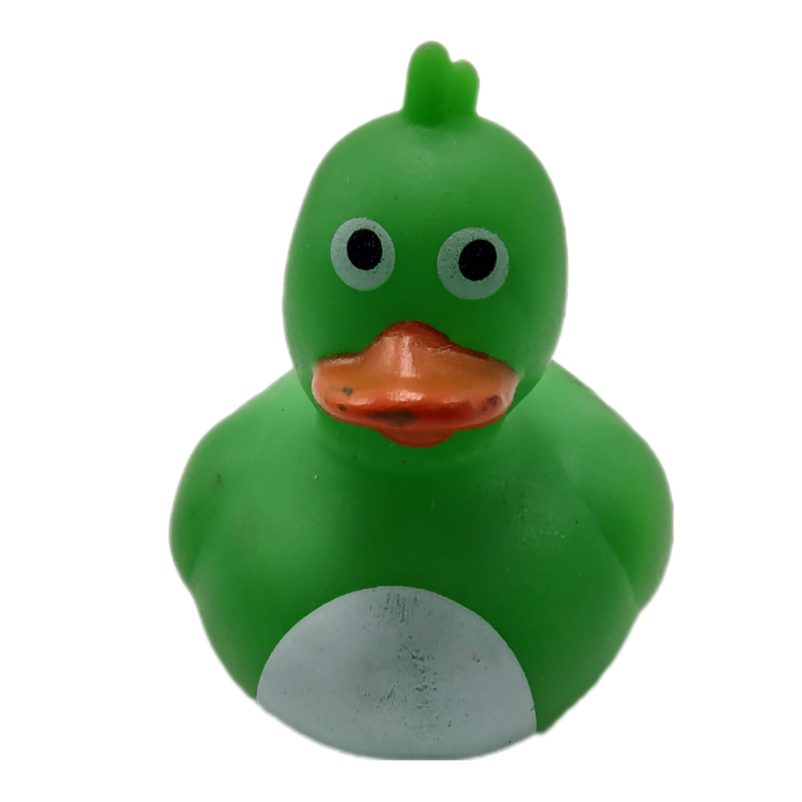 10 Crazy Bird Green Ducks - 2" Rubber Ducks