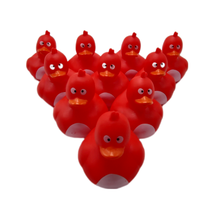 10 Crazy Bird Red Ducks - 2" Rubber Ducks