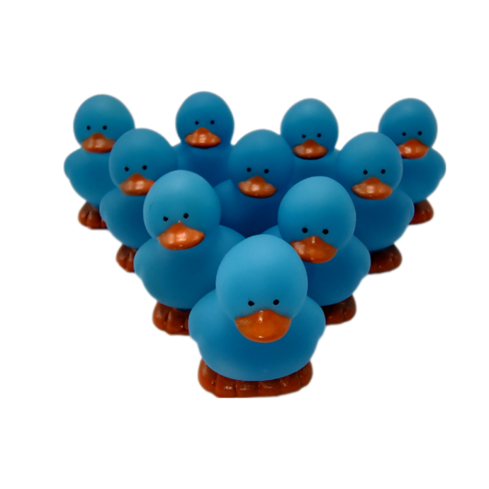 10 Standing Blue Ducks - 2" Rubber Ducks