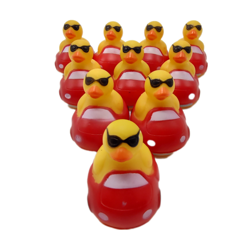 10 Red Car Ducks - 2" Rubber Ducks