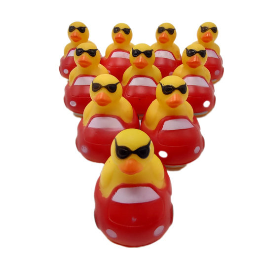 10 Red Car Ducks - 2" Rubber Ducks