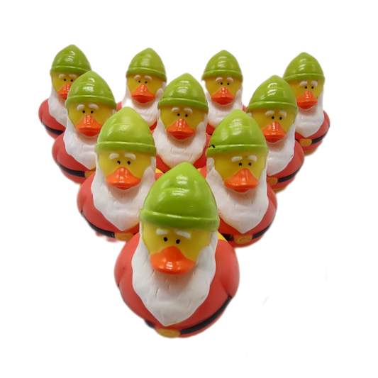 10 Red & Green Gnome Ducks - 2" Rubber Ducks
