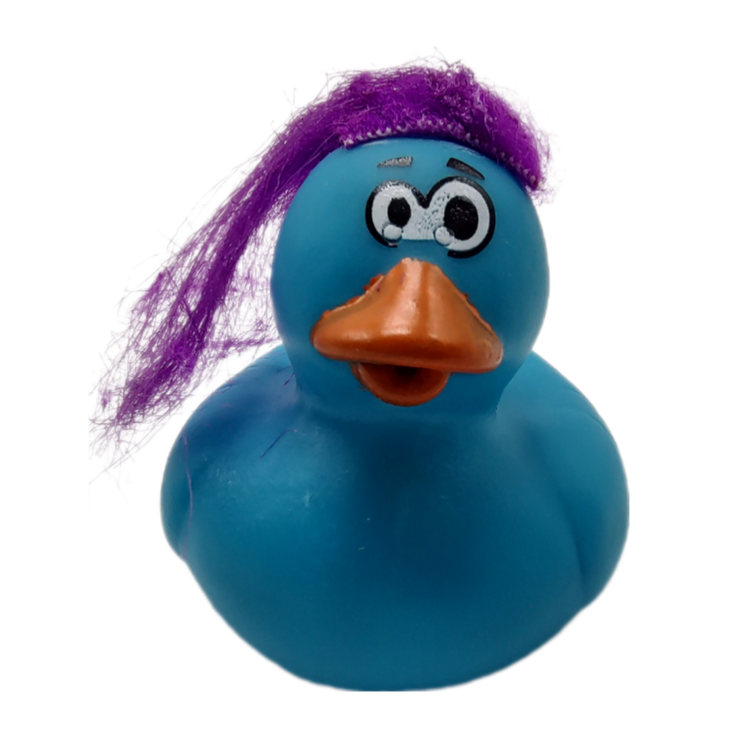 10  Crazy Hair Blue & Purple Ducks - 2" Rubber Ducks
