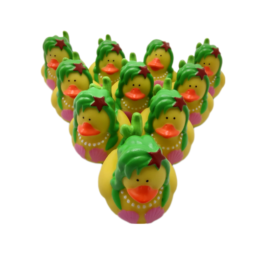 10 Mermaid Green Ducks - 2" Rubber Ducks