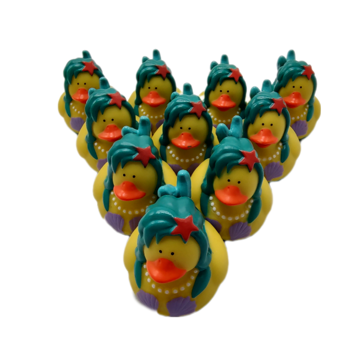 10 Mermaid Teal Ducks - 2" Rubber Ducks