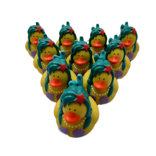 10 Mermaid Teal Ducks - 2" Rubber Ducks
