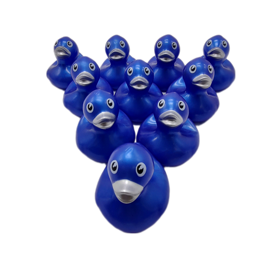 10 Metallic Blue Ducks - 2" Rubber Ducks