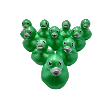 10 Metallic Green Ducks - 2" Rubber Ducks