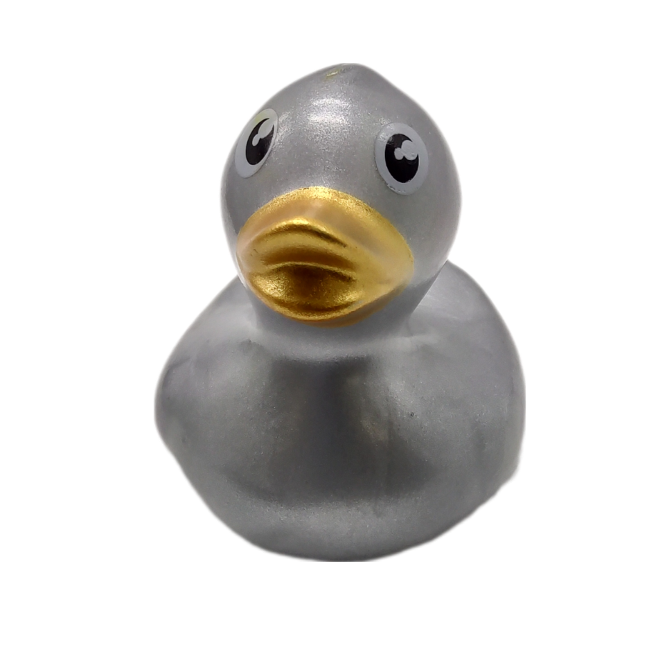 10 Metallic Silver Ducks - 2" Rubber Ducks