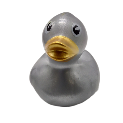 10 Metallic Silver Ducks - 2" Rubber Ducks