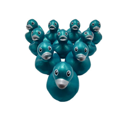 10 Metallic Teal Ducks - 2" Rubber Ducks