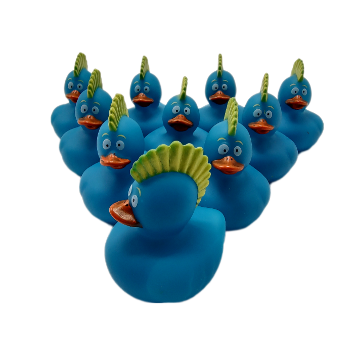 10 Mohawk Blue Yellow Ducks - 2" Rubber Ducks